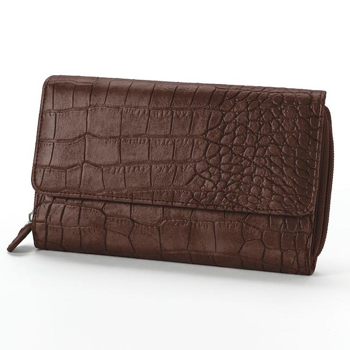 Croft & Barrow&reg; Crocodile Organizer Clutch, Women's, Dark Brown