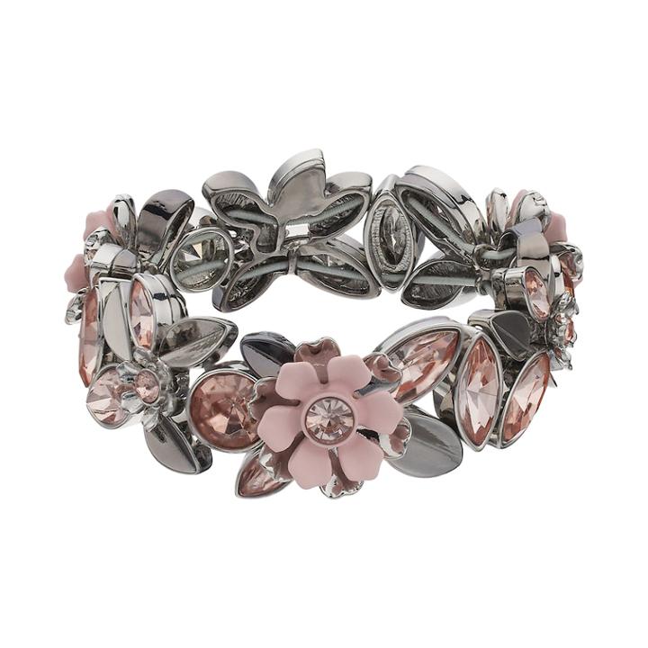 Simply Vera Vera Wang Simulated Crystal Floral Stretch Bracelet, Women's, Pink