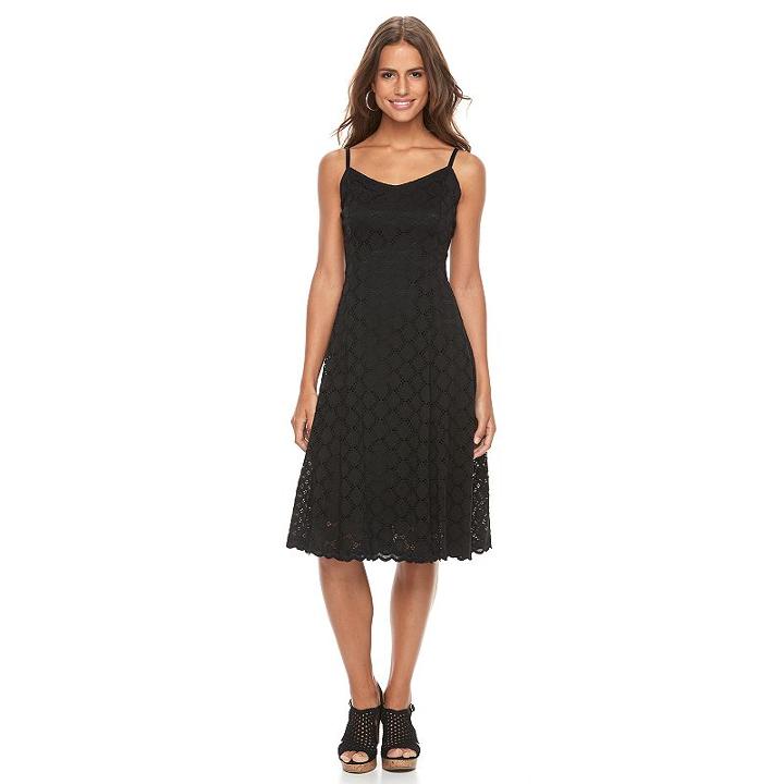 Women's Ronni Nicole Circle Lace Fit & Flare Dress, Size: 8, Black