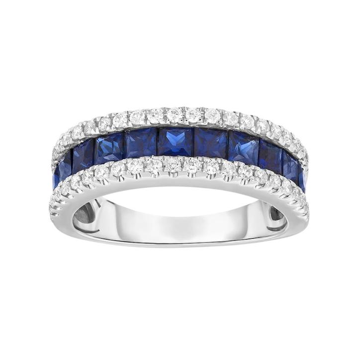 Sterling Silver Channel-set Lab-created Sapphire Ring, Women's, Size: 7, Blue