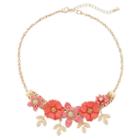 Lc Lauren Conrad Pink Flower & Leaf Statement Necklace, Women's