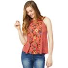 Juniors' Wallflower Printed Halter Tank, Teens, Size: Small, Lt Orange