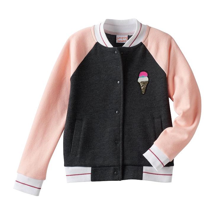 Girls 4-10 Jumping Beans® Colorblock Ice Cream Bomber Jacket, Girl's, Size: 8, Med Grey