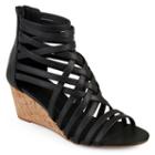Journee Collection Twyla Women's Wedge Sandals, Girl's, Size: 5.5, Black