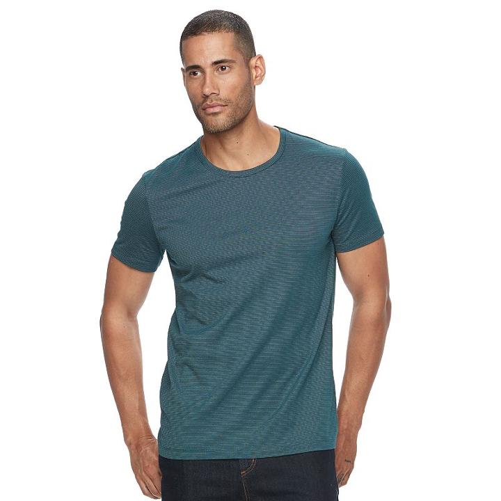Men's Apt. 9&reg; Texture-striped Stretch Tee, Size: Small, Turquoise/blue (turq/aqua)