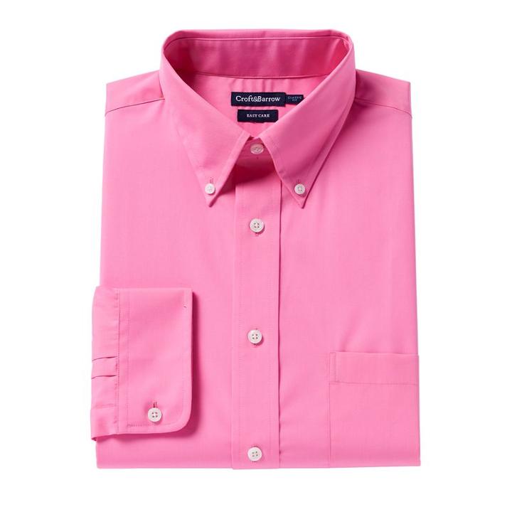 Men's Croft & Barrow&reg; Classic-fit Easy Care Button-down Collar Dress Shirt, Size: 18-34/35, Med Pink