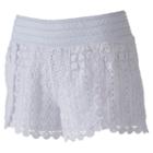 Juniors' Rewind Tulip Hem Crochet Shorts, Girl's, Size: Large, White Oth
