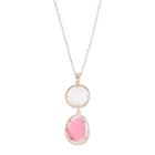 14k Rose Gold Over Silver Lab-created Red & White Cat's-eye Pendant Necklace, Women's, Size: 18, Multicolor