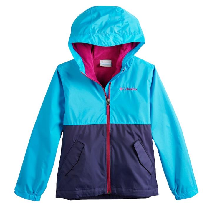 Girls 4-18 Columbia Rain To Fame Jacket, Size: M(10-12), Dark Blue
