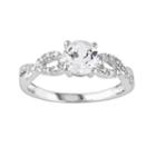 10k White Gold 1/10 Carat T.w. Diamond & Lab-created White Sapphire Twist Wedding Ring, Women's, Size: 7
