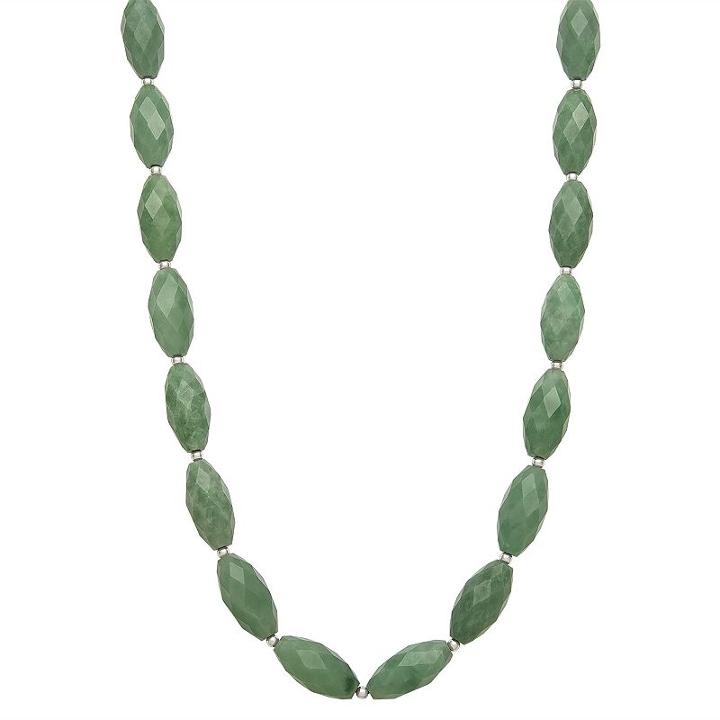 Jade Sterling Silver Necklace, Women's, Size: 18, Green
