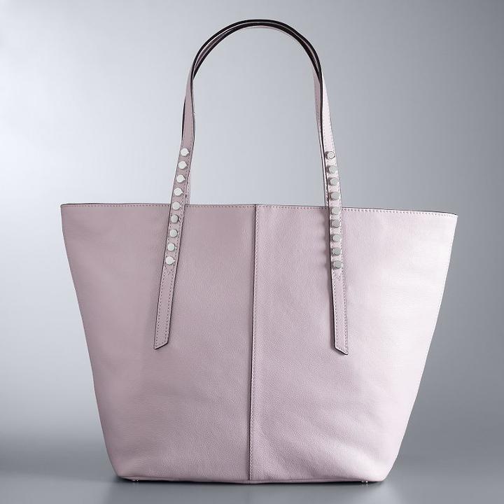 Simply Vera Vera Wang Langly Studded Leather Tote, Women's, Med Purple