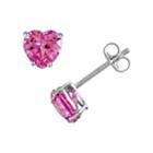 Stella Grace 10k White Gold Lab-created Pink Sapphire Heart Stud Earrings, Women's