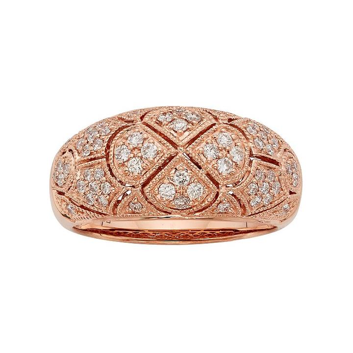 1/2 Carat T.w. Igl Certified Diamond 14k Gold Art Deco Wedding Ring, Women's, Size: 7.50, White