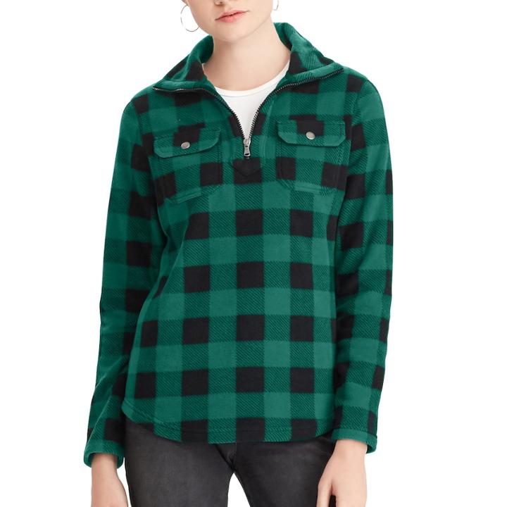 Women's Chaps Printed 1/4-zip Pullover, Size: Xs, Green