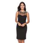 Women's Scarlett Embellished Illusion Sheath Dress, Size: 4, Black