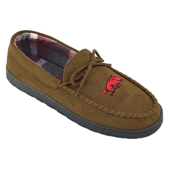 Men's Arkansas Razorbacks Microsuede Moccasins, Size: 8, Brown