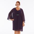 Plus Size Connected Apparel Embellished Chiffon Kimono Dress, Women's, Size: 20 W, Drk Purple