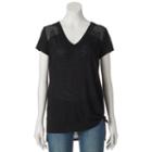 Juniors' So&reg; Knot Front V-neck Active Tee, Girl's, Size: Small, Black