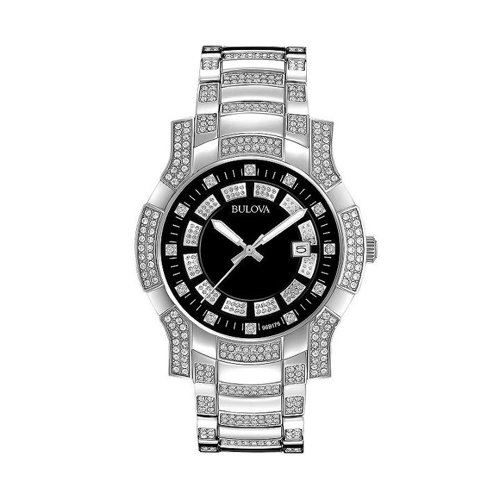 Bulova Men's Crystal Stainless Steel Watch - 96b176, Grey