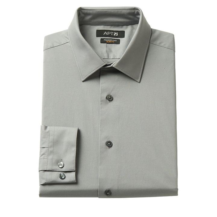 Big & Tall Apt. 9&reg; Premier Flex Collar Stretch Dress Shirt, Men's, Size: 18.5 36/7t, Med Grey