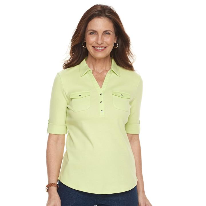 Women's Croft & Barrow&reg; Utility Polo, Size: Xl, Med Green