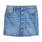 Girls 7-16 Rewash Button Front Denim Skirt, Size: 7, Blue