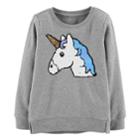 Girls 4-12 Oshkosh B'gosh&reg; Unicorn Flip-sequin Sweatshirt, Size: 8, Light Grey