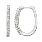 10k White Gold 1/2 Carat T.w. Diamond Oval Hoop Earrings, Women's