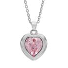 Illuminaire Crystal Silver-plated Heart Pendant - Made With Swarovski Crystals, Women's, Size: 18, Pink