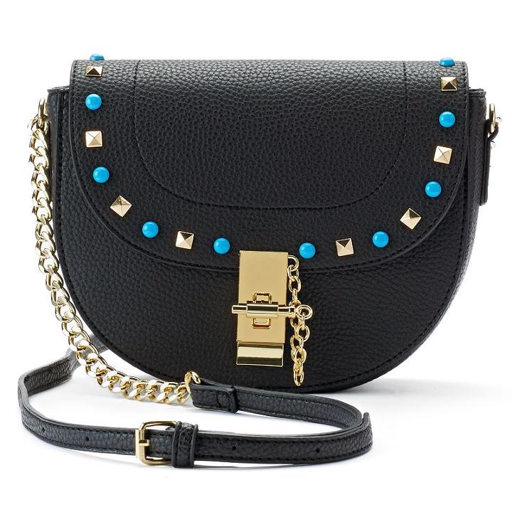 Olivia Miller Shayna Studded Flap Crossbody Bag, Women's, Black