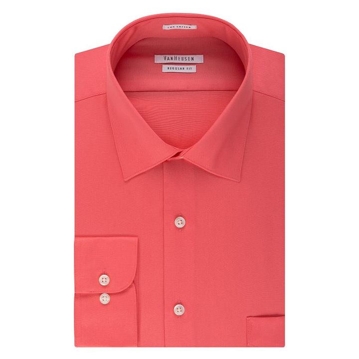 Big & Tall Van Heusen Regular-fit Solid Lux Sateen No-iron Spread-collar Dress Shirt, Men's, Size: 18.5 32/3b, Light Pink