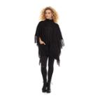 Madden Nyc Patches Of Me Fringed Cable Knit Poncho, Women's, Oxford