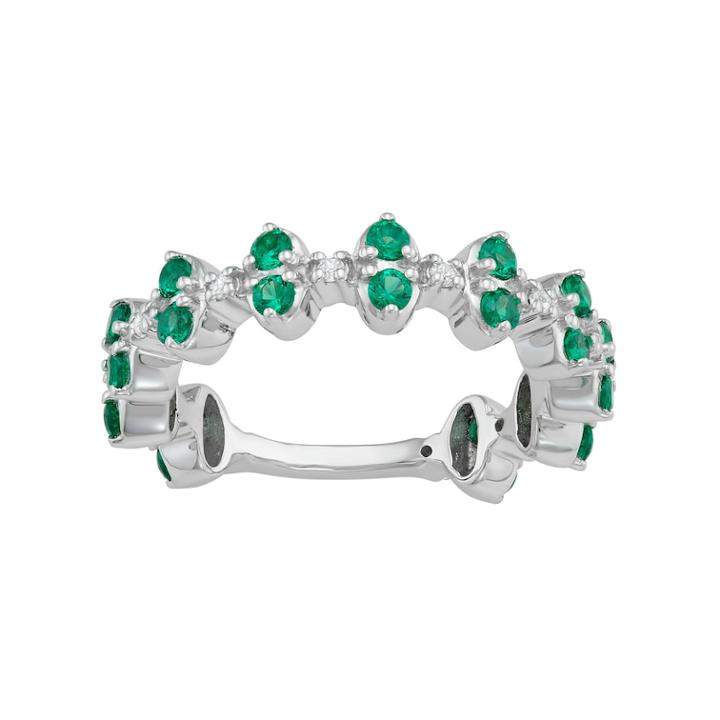 Sterling Silver Lab-created Emerald & Lab-created White Sapphire Ring, Women's, Size: 7, Green