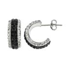 Crystal Silver-plated Semi-hoop Earrings, Women's, White