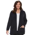 Plus Size Croft & Barrow&reg; Essential Open Front Cardigan, Women's, Size: 4xl, Dark Blue