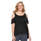 Women's Sonoma Goods For Life&trade; Ribbed Cold-shoulder Tee, Size: Small, Black