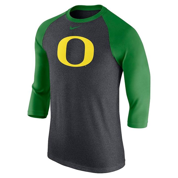 Men's Nike Oregon Ducks Tri-blend Raglan Tee, Size: Xxl, Grey