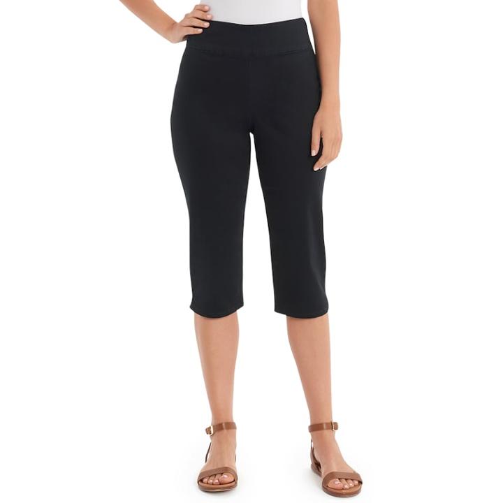 Women's Gloria Vanderbilt Naomi Twill Mid-rise Capris, Size: 12, Black