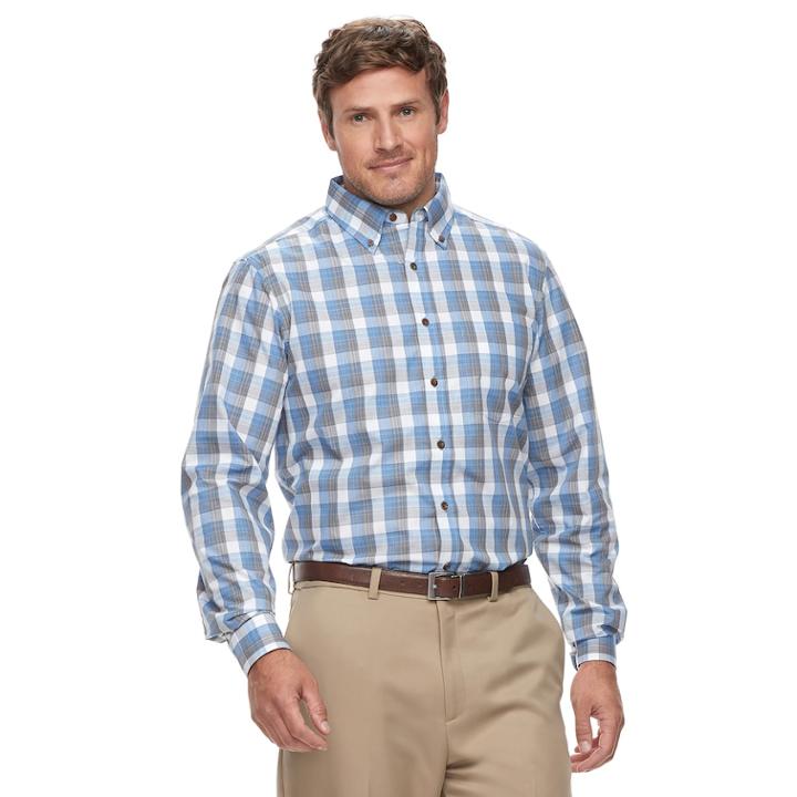 Big & Tall Haggar Weekender Classic-fit Woven Button-down Shirt, Men's, Size: Xxl Tall, Light Blue