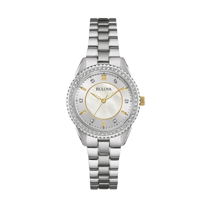 Bulova Woman's Crystal Stainless Steel Watch - 98l223, Grey