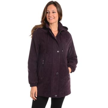 Women's Fleet Street Hooded Faux-suede Jacket, Size: Xl, Blackberry