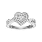 Always Yours Sterling Silver 1/4 Carat T.w. Diamond Heart Halo Engagement Ring, Women's, Size: 8, White