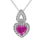 Lab-created Pink & White Sapphire Sterling Silver Heart Pendant Necklace, Women's, Size: 18
