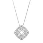 Sterling Silver 1/5 Carat T.w. Diamond Square Pendant Necklace, Women's, Size: 18, White