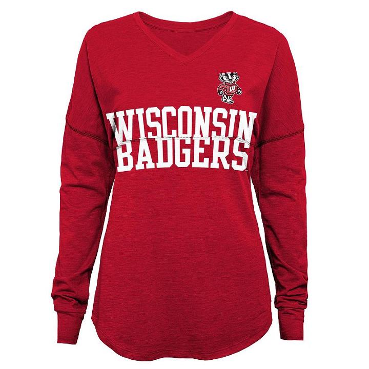 Juniors' Wisconsin Badgers Split Tee, Women's, Size: Small, Red