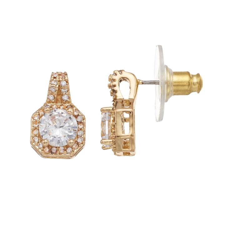 Napier Cubic Zirconia Octagon Nickel Free Doorknocker Earrings, Women's, Silver