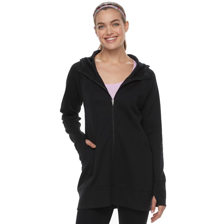 Women's Tek Gear&reg; Thumb Hole Long Jacket, Size: Xl, Black