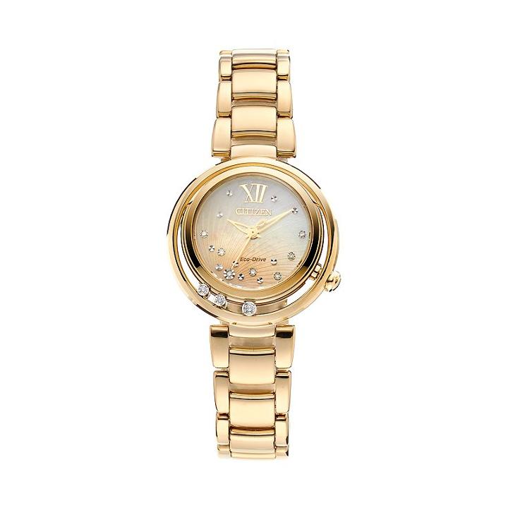 Citizen Eco-drive Women's Sunrise Diamond Stainless Steel Watch, Yellow