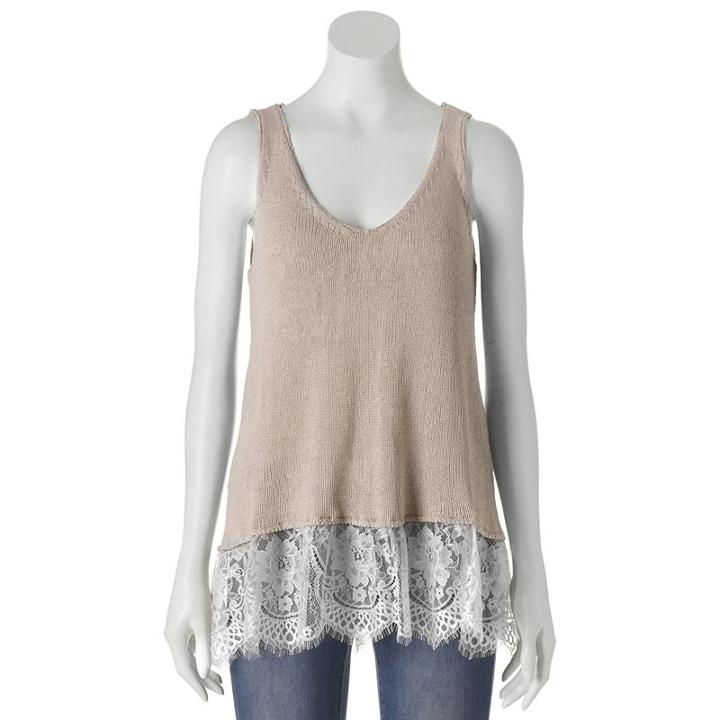 Juniors' Cloud Chaser Lace Sweater Tank, Girl's, Size: Small, White Oth